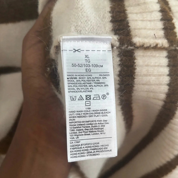 Banana Republic Sweater Wool Alpaca Ivory Old Money Soft Striped XL Quiet Luxury - Picture 4 of 6